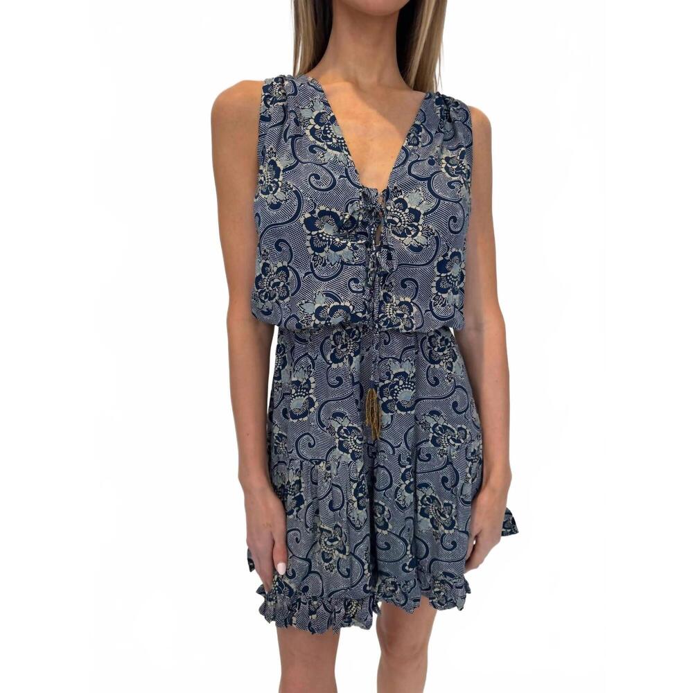 NEW ROMI THE BRAND batik celeste short dress in indigo